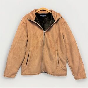 Tommy Hilfiger Microsuede Coat Jacket with Dark Brown Faux-Fur Lining #5619